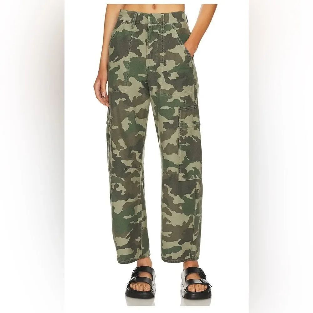 Norma Kamali Green Camo tactical field Cargo Pants Women's Size 12